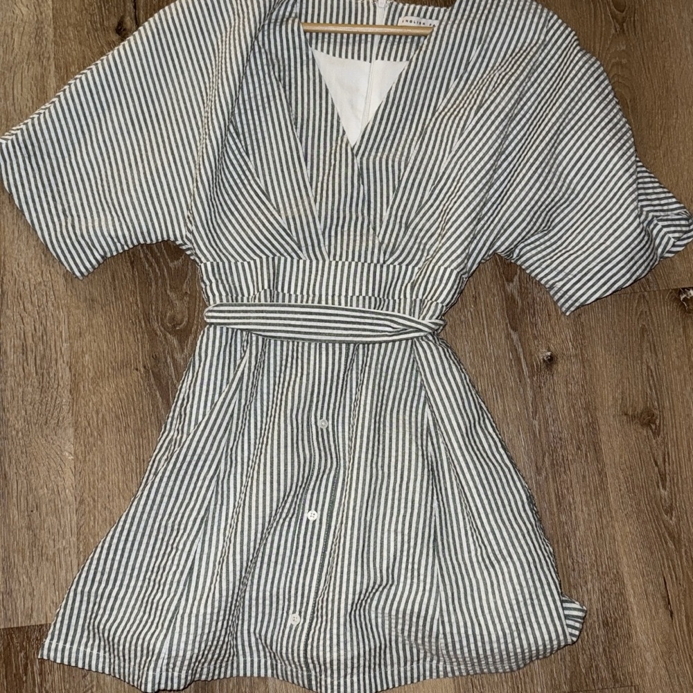 English Factory Black and White Striped Mini Dress